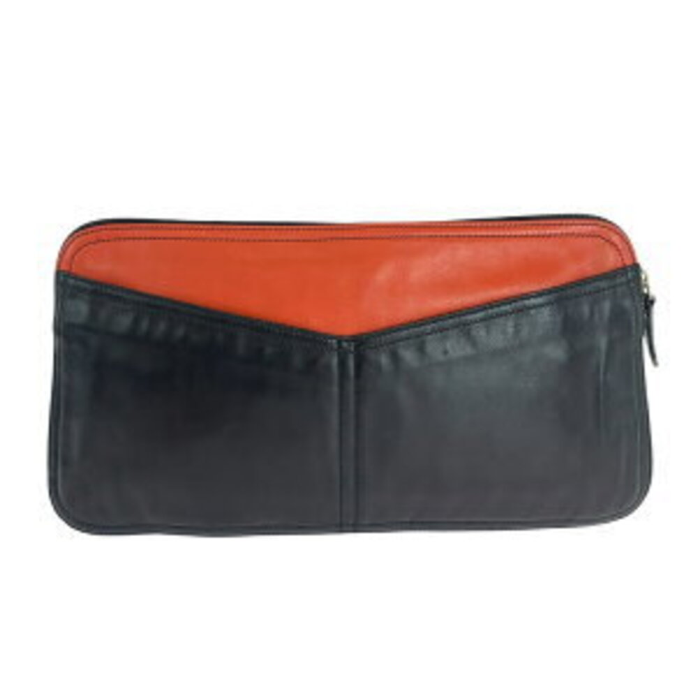 Prada plate orange Shoulder bag triangular black logo clutch leather
